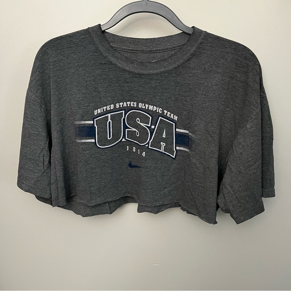 Gray USA Cropped Tshirt